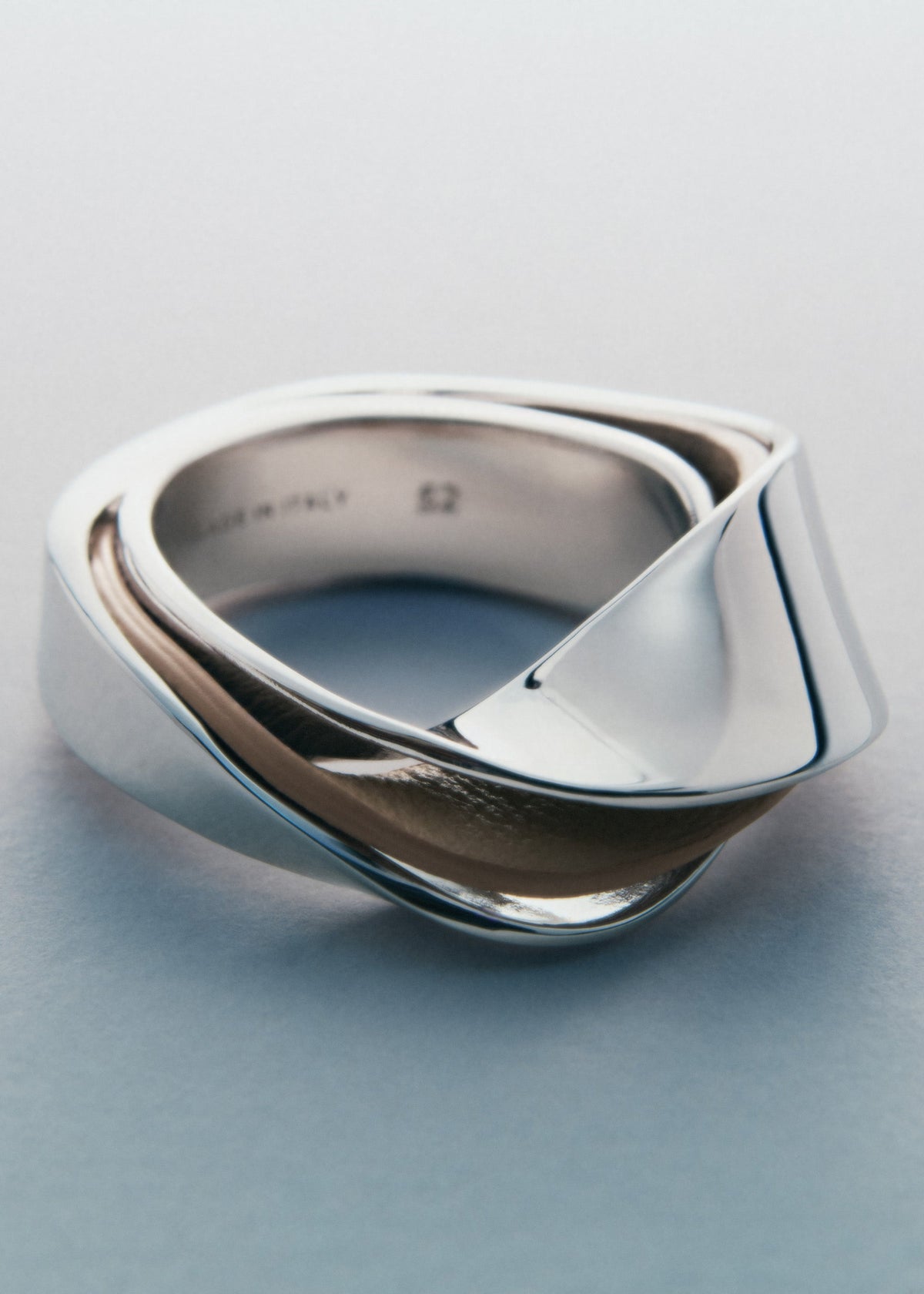 Bague Ormé - Argentée Cuir Taupe