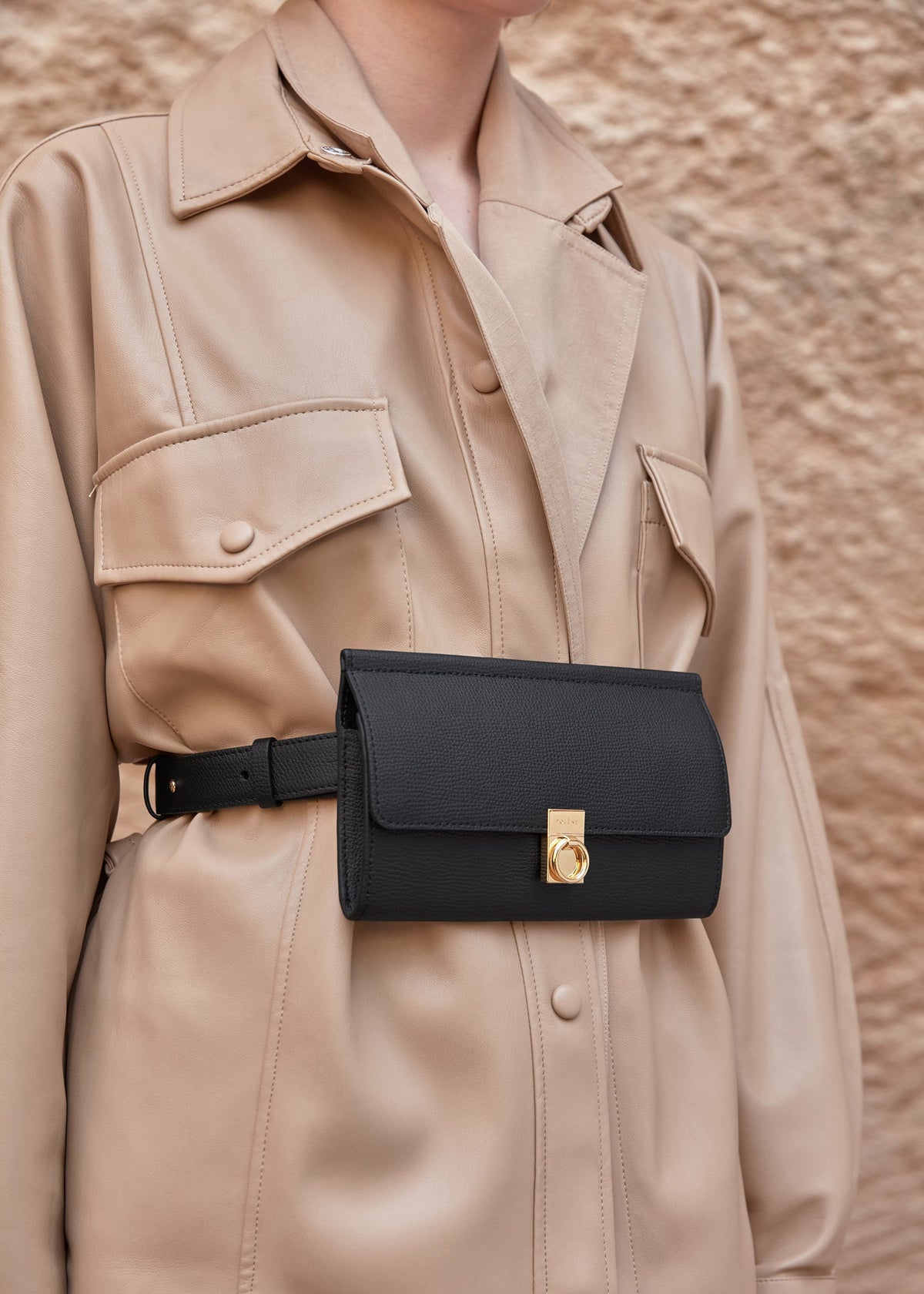 Portefeuille Numéro Sept ceinture - Noir Grainé
