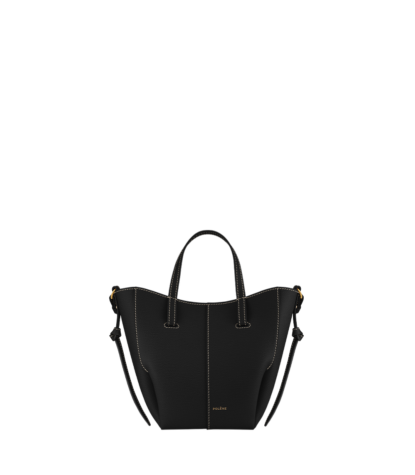 Cyme Tote Nano - Noir Grainé Coutures Écrues