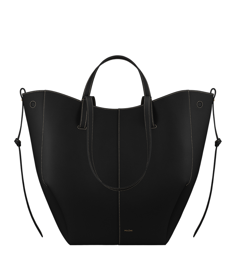 Cyme Tote - Noir Grainé Coutures Écrues