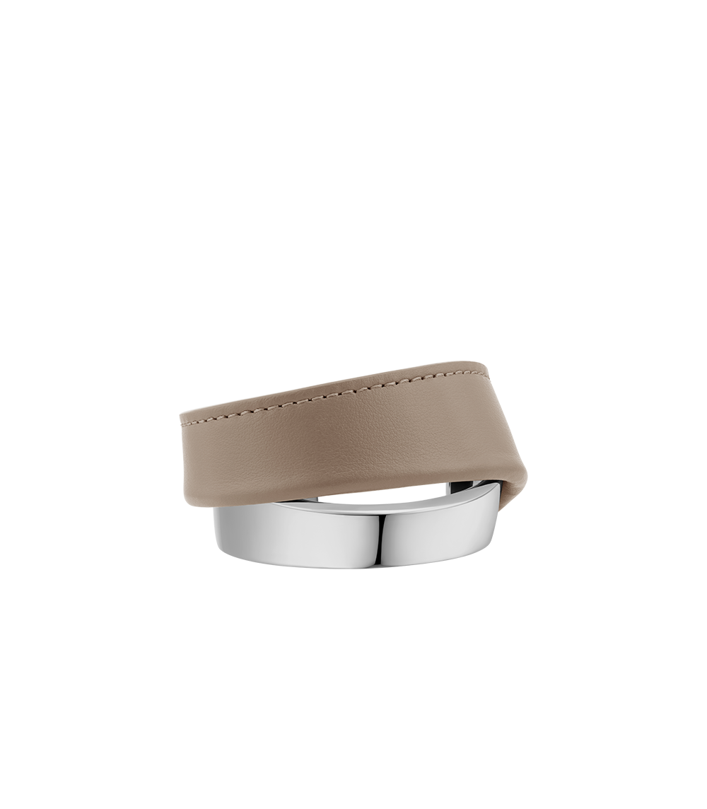 Manchette Ormé - Argentée Cuir Taupe